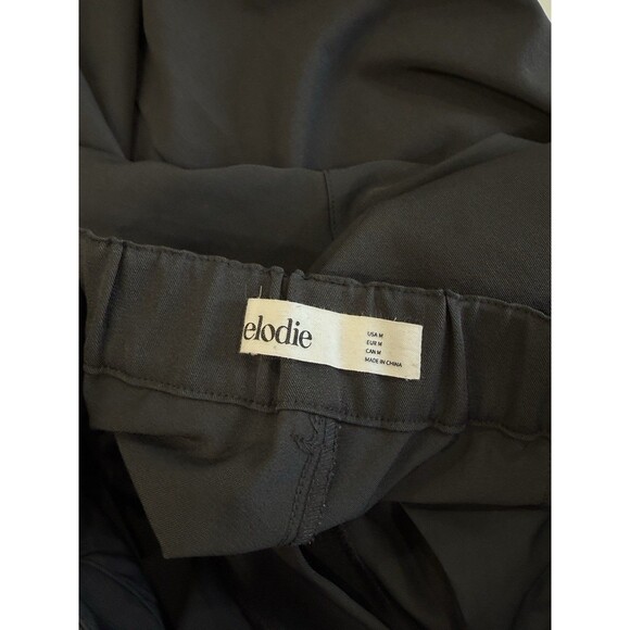 Elodie Anthropology Wide Leg High Waist Pleated Black Trouser Sz M Dress Pants a - Picture 3 of 9